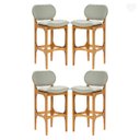 Ver imagem 1 de Kit 4 Banquetas Alta Estofada Rafine Madeira Maciça Castanho Linho Verde