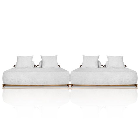 Sofá 4 Lugares Ilha 2 Módulos 160cm Viero S06 Bouclê Branco - Mpozenato