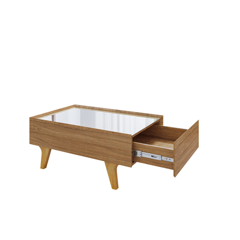 Mesa Centro Bechara Sena Retangular com Espelho Apoio Mesinha Decorativa Porta Objetos Cinamomo