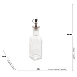 Kit 12 Garrafas de Vidro 200ml com Bico Dosador para Vinagre Azeite Transparente Lyor - 5
