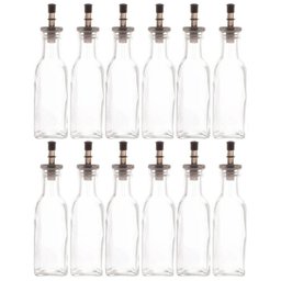 Kit 12 Garrafas de Vidro 200ml com Bico Dosador para Vinagre Azeite Transparente Lyor - 1