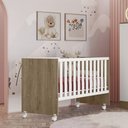 Ver imagem 1 de Berço Simples Reto Doce Sonho c/ Rodízios Qmovi Carvalho Branco