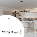 Ver imagem 1 de Pendente Lustre de Teto Jabuticaba Alumínio Preto com 7 Globos Fosco com Lâmpadas Branco Quente