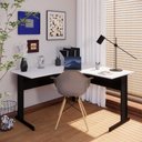 Ver imagem 2 de Mesa Angular New City Pé Metálico Light 135 cm Cinza Cristal/Preto Gebb Work