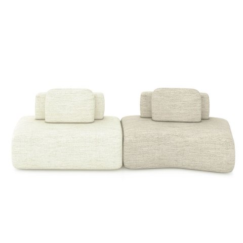 Sofá Ilha Sala de Estar Dakota 2 Módulos 316cm Encostos Almofadas Soltas Linho Offwhite/bege G33 - G