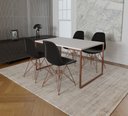 Ver imagem 1 de Mesa Industrial Base Ferro Cobre Tampo 137x90 Branco 4 Cadeiras Eames Ferro Cobre Assento Preto