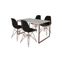 Ver imagem 2 de Mesa Industrial Base Ferro Cobre Tampo 137x90 Branco 4 Cadeiras Eames Ferro Cobre Assento Preto