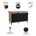 Ver imagem 3 de Balcão de Cozinha para Pia 120cm sem Tampo Manu Preto/amêndoa - Ajl Móveis
