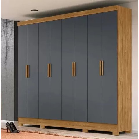 Guarda Roupa 8 Portas 4 Gavetas 2,36cm Moval Diplomata Freijo / Cinza