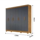 Ver imagem 3 de Guarda Roupa 8 Portas 4 Gavetas 2,36cm Moval Diplomata Freijo / Cinza