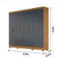 Ver imagem 3 de Guarda Roupa 8 Portas 4 Gavetas 2,36cm Moval Diplomata Freijo / Cinza