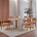 Ver imagem 1 de Mesa de Jantar Isadora 180cm Tampo Mdf Vidro com 6 Cadeiras Copper