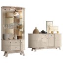 Ver imagem 1 de Aparador para Sala Buffet Mônaco e Cristaleira Moss Calacata Off White - Madetec
