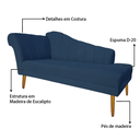 Ver imagem 7 de Recamier Divã Pés Palito para Sala Cecilia 1.60cm Veludo Azul Marinho - Incasa Decor