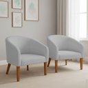 Ver imagem 1 de Poltrona Sala Decorativa Kit 2 Stella Pé Madeira Trapézio Castanho Suede D03 - D’Rossi