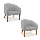 Ver imagem 2 de Poltrona Sala Decorativa Kit 2 Stella Pé Madeira Trapézio Castanho Suede D03 - D’Rossi