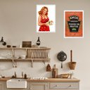 Ver imagem 2 de Kit 2 Quadros Cozinha Vintage Vermelha 24x18cm - com Vidro:madeira Preta