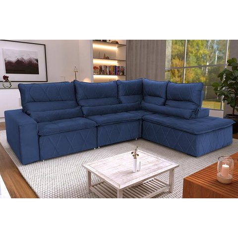 Sofá de Canto Amsterdam Molas Retrátil Reclinável - king house