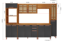 Ver imagem 2 de COZINHA COMPLETA PREDILLETA ALINE MODULADA 6 PECAS 305 CM 13 PORTAS 2 GAVETAS COM TAMPO FREIJO CHUMB
