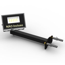 Suporte Refletor Base Reta Braço 20 Cm Preto - 3