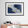 Quadro Abstrato Azul Marinho com Dourado - 60x48cm:madeira Preta - 1