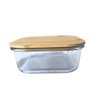 Pote de Vidro Retangular 1,15l com Tampa Hermética de Bambu - 1