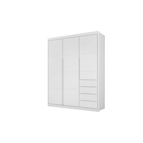 Roupeiro Diamante 3 Portas e 4 Gavetas Branco - Fbaby