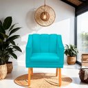 Ver imagem 2 de Kit com 2 Poltronas Cadeira para Sala Confortável e Moderna Mila Suede:azul Tiffany