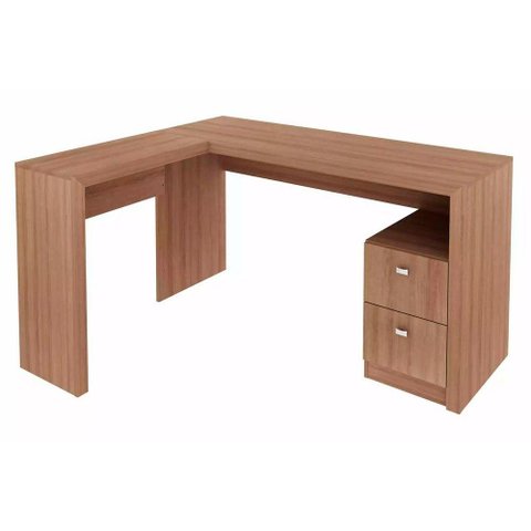 Mesa de Escritório ME4129 c/ 2 Gavetas Amêndoa - Tecno Mobili