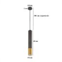 Ver imagem 5 de 3 Pendente Cilíndrico Preto Detalhe Dourado Led 3000K Bancada Lup71