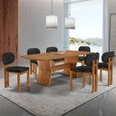 Ver imagem 1 de Sala de Jantar Mesa Portugal 180cm Tampo Laminado Barril e 6 Cadeiras Nala Moderna Mobília