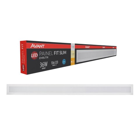 Painel Led de Embutir Fit Slim 120cm Avant 36w Luz Amarela Bivolt