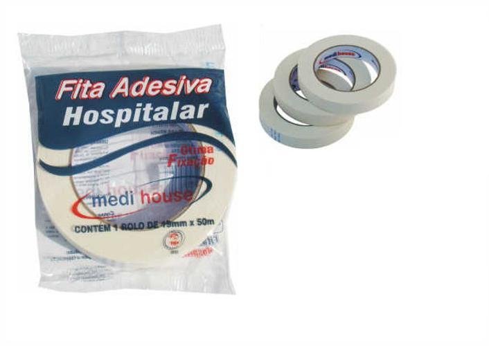 Kit 24 Rolos Fita Adesiva Crepe Curativo 19X50Mts Branca - 4