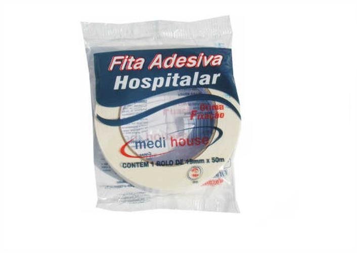 Kit 24 Rolos Fita Adesiva Crepe Curativo 19X50Mts Branca - 1
