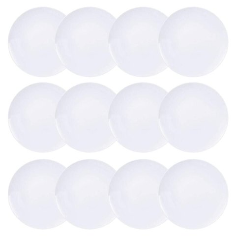 Jogo 12 Pratos Raso Porcelana Branco Liso 25cm para Jantar Tramontina Leonora
