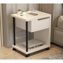 Ver imagem 1 de Mesa de Cabeceira com Usb Integrada, 1 Gaveta, Estrutura em Mdp 25mm e Pés em Madeira Maciça