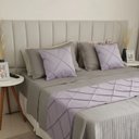 Ver imagem 1 de Peseira Drapeada Veludo Luxo 2,15x0,50m Dupla Face cama casal Rosa Quartzo