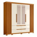 Ver imagem 6 de Guarda Roupa Casal Atena 6 Portas de Bater com Espelho e Cômoda Sapateira MDP Cinamomo Off White