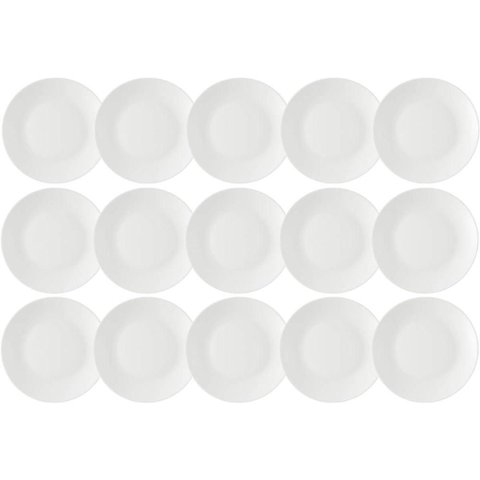 Kit 15 Pratos para Sobremesa Rasos Redondos 18cm Branco Coza Porções Petiscos Doces