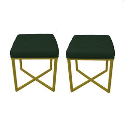 Puff Londres com Suporte Dourado - Verde - 4