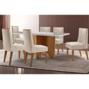 Ver imagem 1 de Conjunto: Mesa de Cozinha Nevada C/ Tampo Madeirado C/ Vidro Canto Curvo 180x90cm e 6 Cadeiras