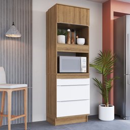 Módulo para Forno e Micro-ondas Cozinha Paola 68cm 02 portas 02 gavetas com rodapés PA8512R Delmarco - 1