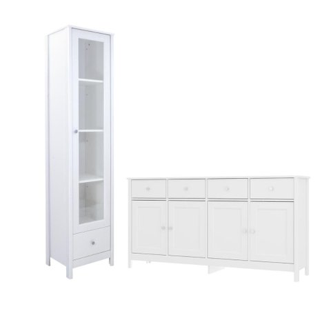 Cristaleira + Aparador Buffet Ditália E-962-r-626 Cor:branco