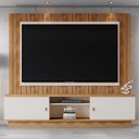 Ver imagem 2 de Estante Home Santos 201,2cm Pérola Metalizado/amêndoa para Tv até 70” - Mobler