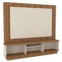 Ver imagem 3 de Estante Home Santos 201,2cm Pérola Metalizado/amêndoa para Tv até 70” - Mobler