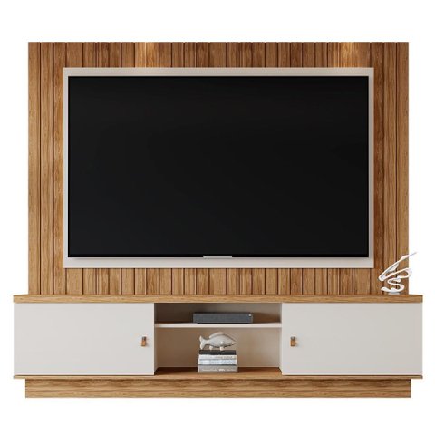 Estante Home Santos 201,2cm Pérola Metalizado/amêndoa para Tv até 70” - Mobler