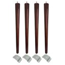 Ver imagem 1 de Kit de 4 Pé Palito 75cm Imbuia Marrom Escuro + Chapinha Reta Metal