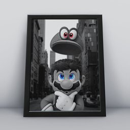 Quadro Decorativo Moldura Preta 30x40cm Mario World - 1
