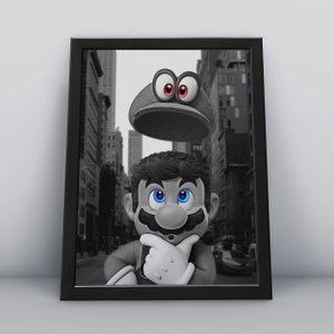 Quadro Decorativo Moldura Preta 30x40cm Mario World