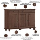 Ver imagem 4 de Aparador Buffet para Sala de Jantar 3 Portas 3 Gavetas Rústico Lazuli F06 Café - Lyam Decor